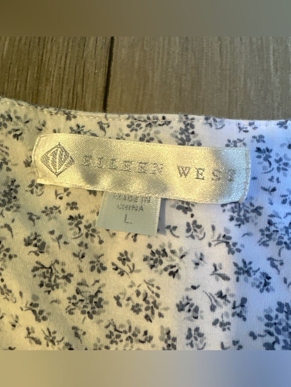 Eileen West Size L Nightgown Floral White Blue Lace Long Sleeve Sleep Cotton - Picture 7 of 12